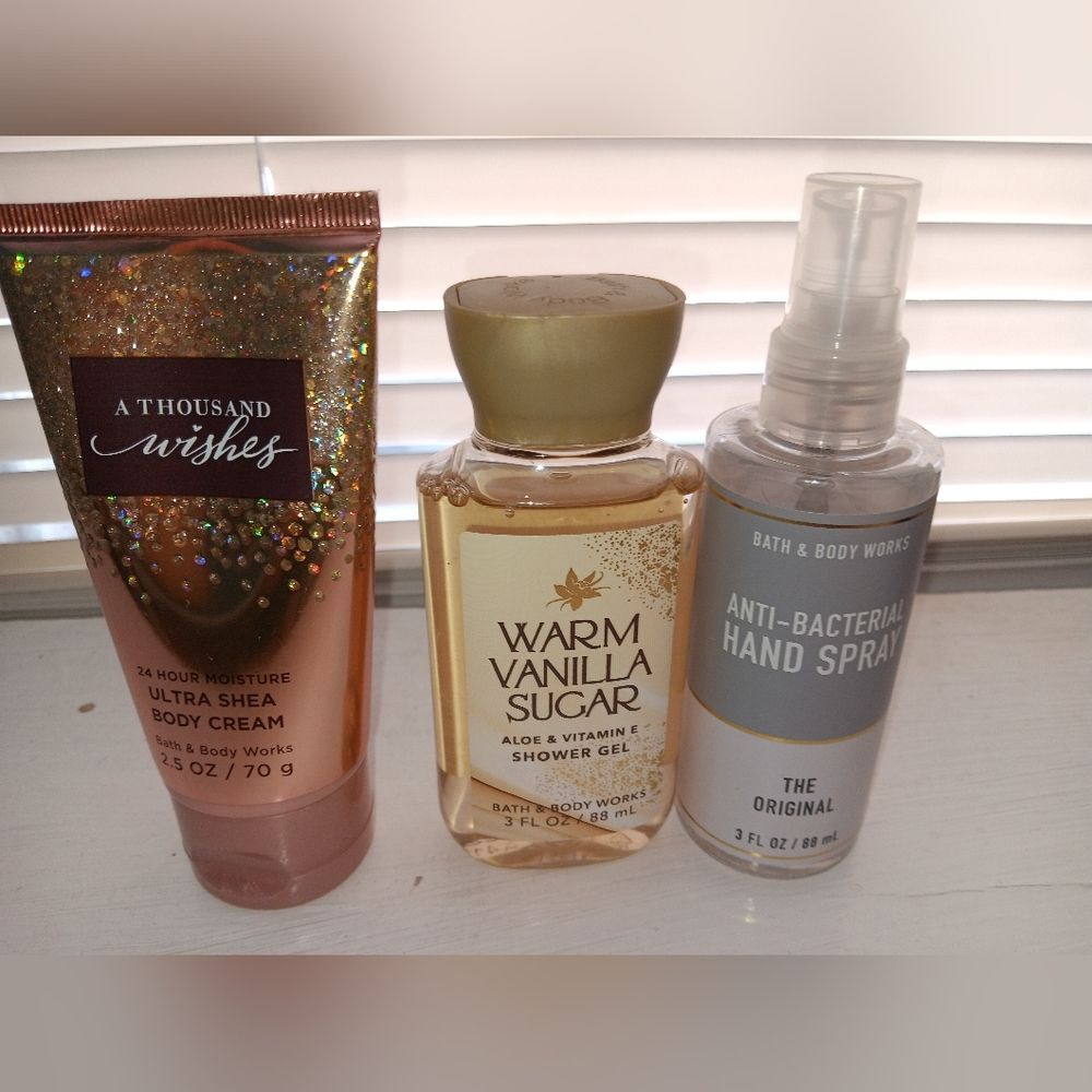 Bath & Body Works Travel Size Set Lot Warm Vanilla Sugar A Thousand Wishes